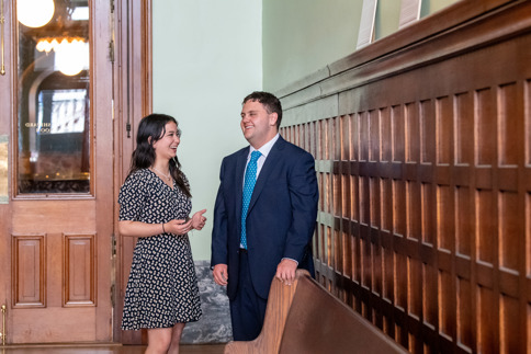 USI students converse at the county courthouse