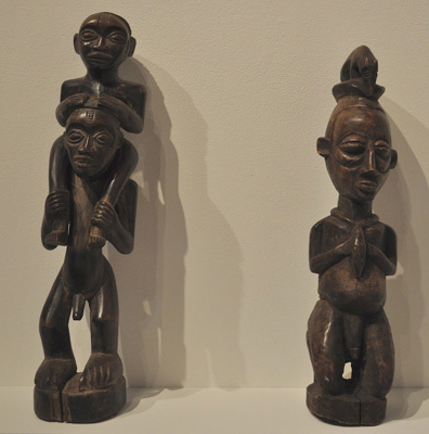 Nkole Luba Figure (left), carved wood, the Luba people; Yaka Figure (right) carved wood, the Yaka people; the Democratic Republic of Congo