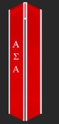 red stole with classic white trim and white Greek letters A Sigma A
