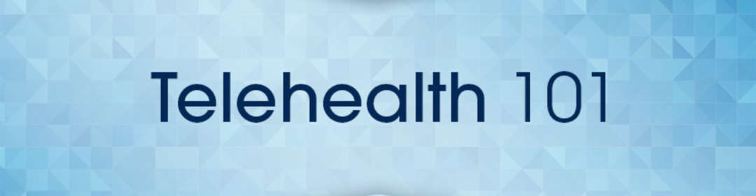 Blue background with blue text that says "teleheath 101"