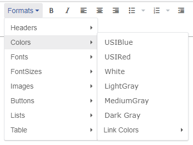 Formats Colors Dropdown