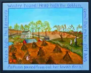 Fall: Reap High the Farmer's Wintry Hoard, Elizabeth Mumford, oil on panel, 2013