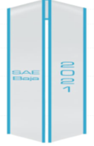 white stole with light blue trim and SAE Baja lettering in light blue on one side and the class year in light blue on the other side