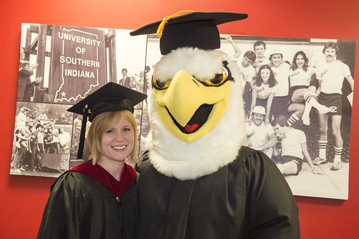 Sarah Harlan and Archie the Eagle 