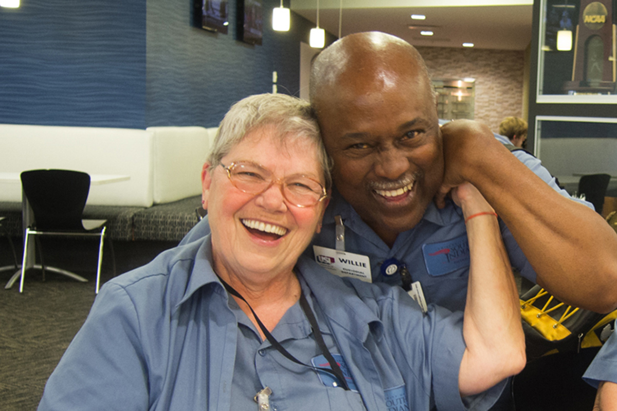 Willie Dortch with his lunchtime buddy, Marilyn Maroni.