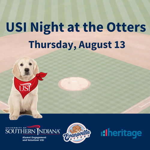Ball park background with a dog in a USI bandana on it.