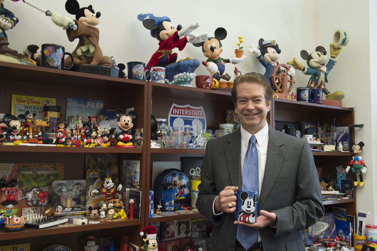 Brian McGuire and his office Disney collection.