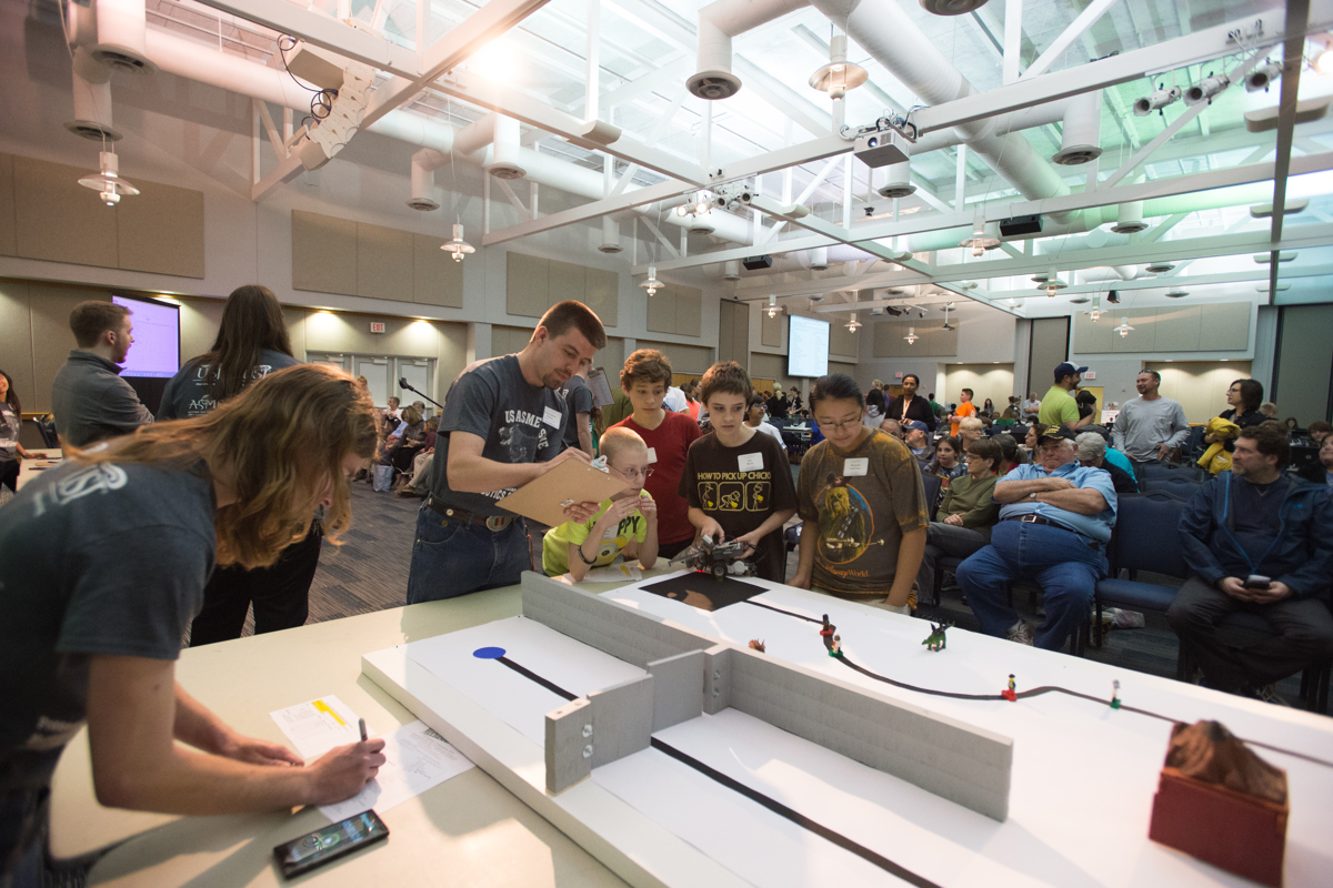 Students competing in a LEGO Competition sponsored by the Pott College