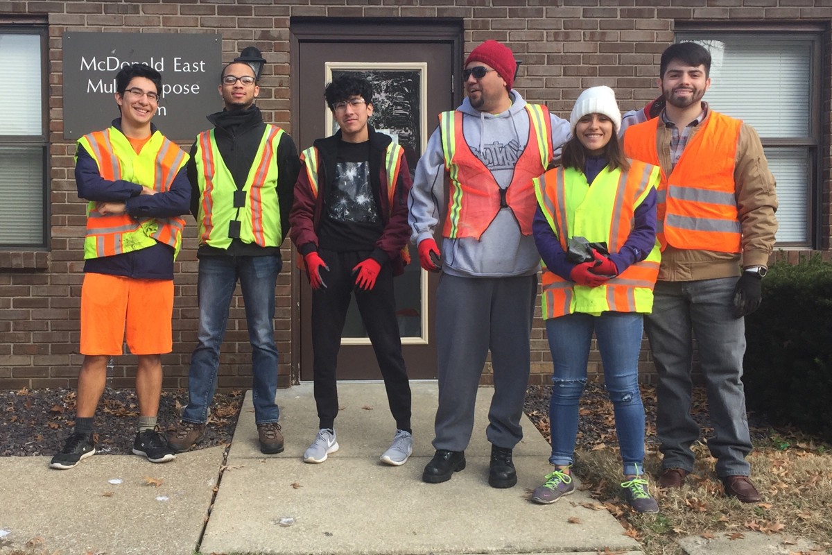 Members of Hispanic Student Union on a recent cleanup trip to their adopted stretch of the Lloyd Expressway