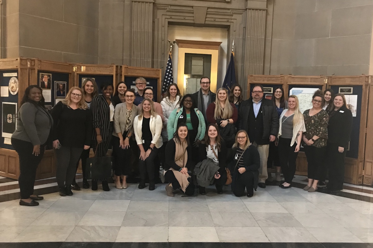 USI social work students and faculty members attend the National Association of Social Workers' Legislative Education Advocacy Development (LEAD) Day at the Statehouse on Monday, February 18.