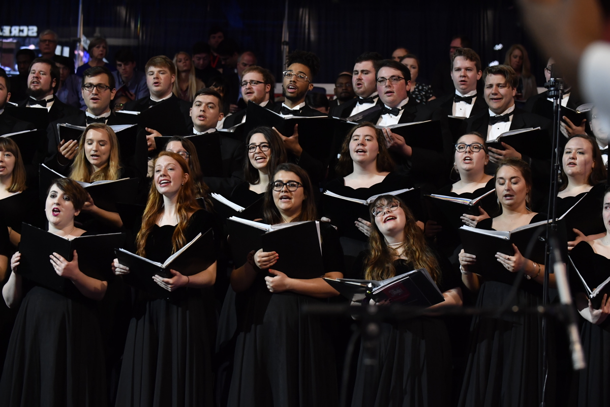 The USI Chamber Choir performs at the Inauguration of President Ronald S. Rochon