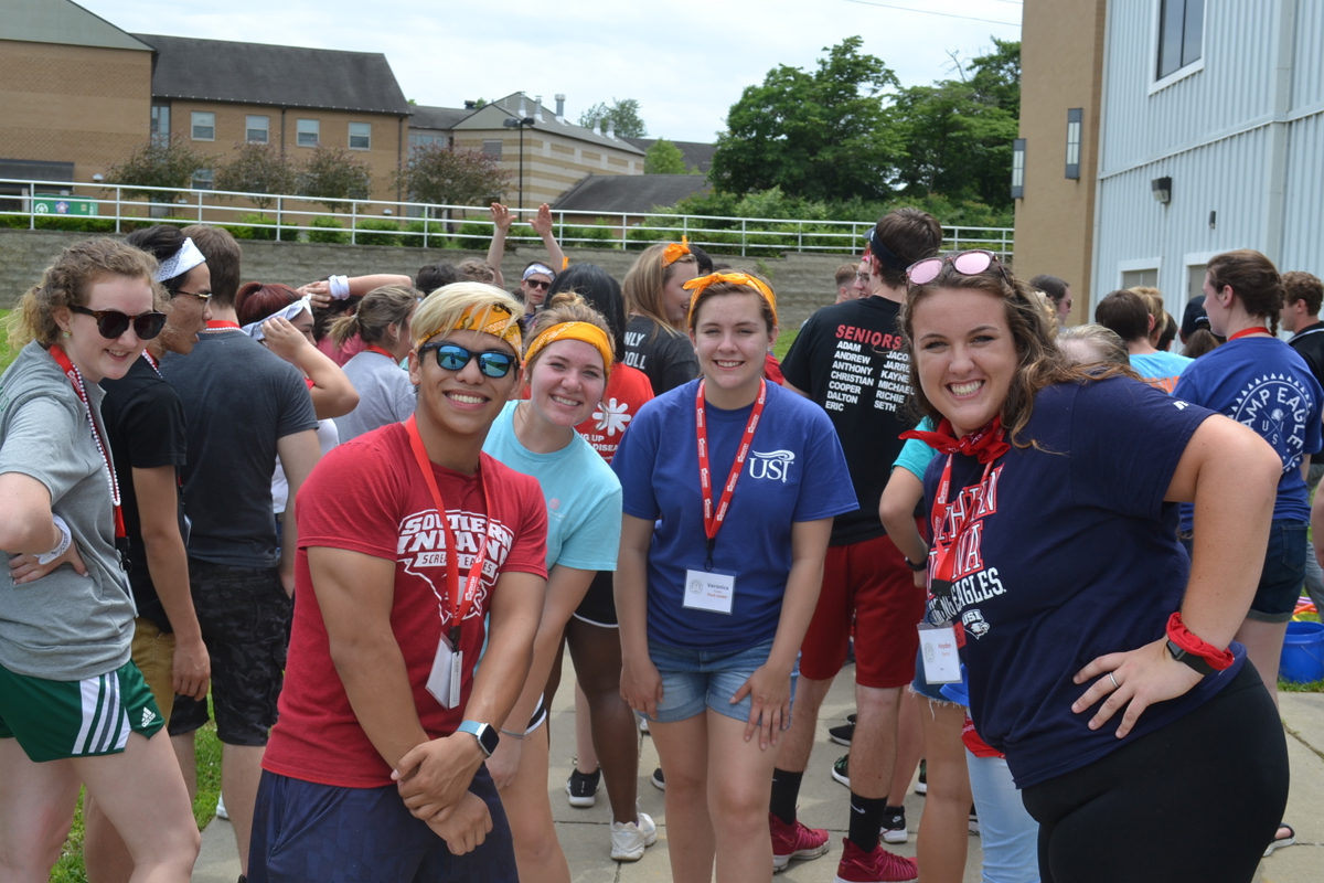 Students participate in Camp Eagle on the USI campus