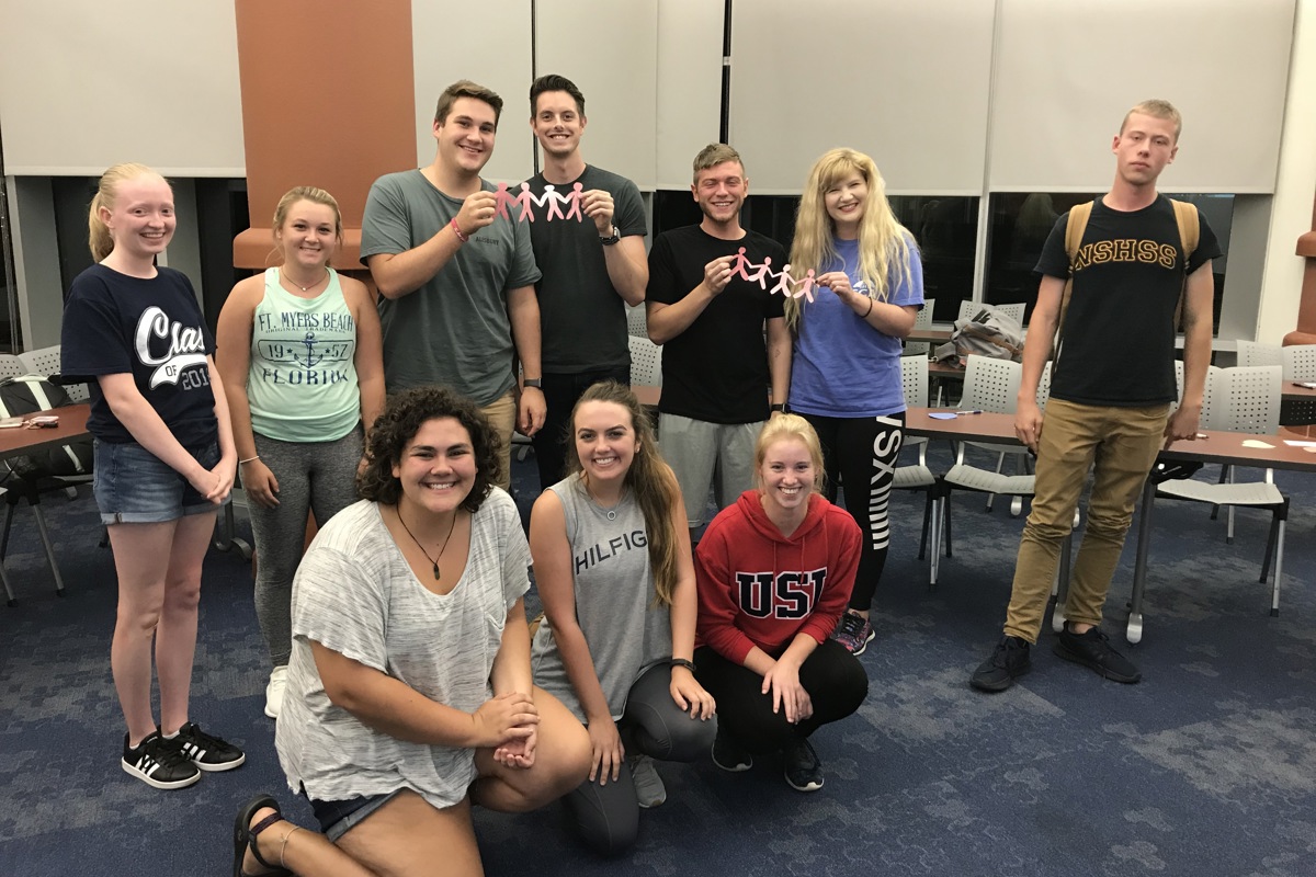 Members of USI's Love Unites, Love Avails (LULA) student organization 