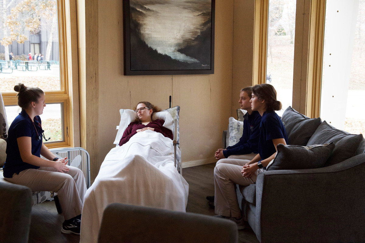 USI nursing students take part in hospice simulation training in the Minka house