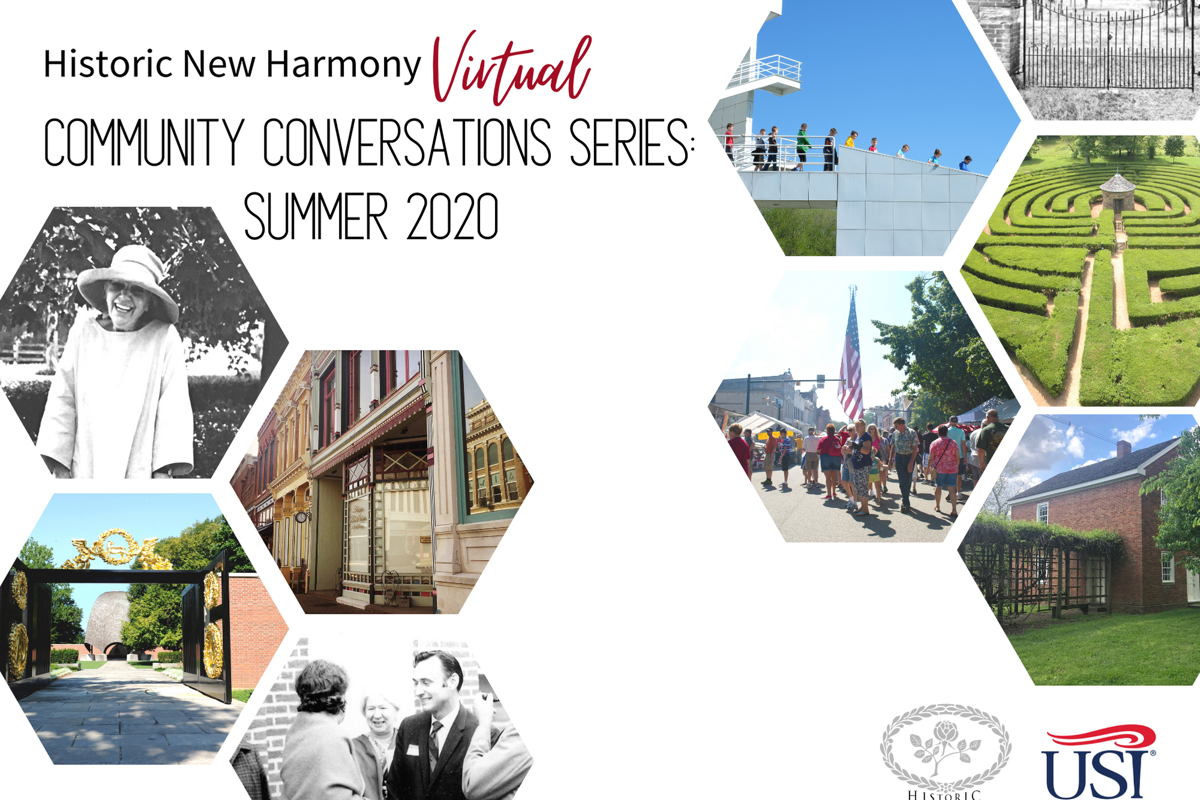 Collage of photos of New Harmony.