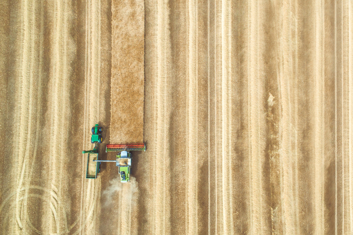 Aerial photo of farming harvest