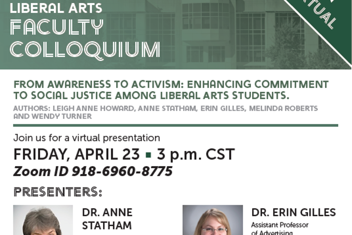 Virtual faculty presentation on Liberal Arts students' commitment to social justice