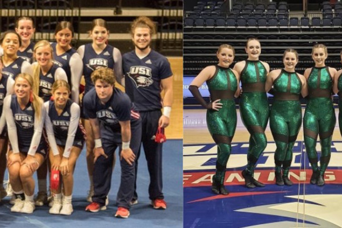 The Cheer and Dance Teams pose for a team photo after their virtual national recording nights. 