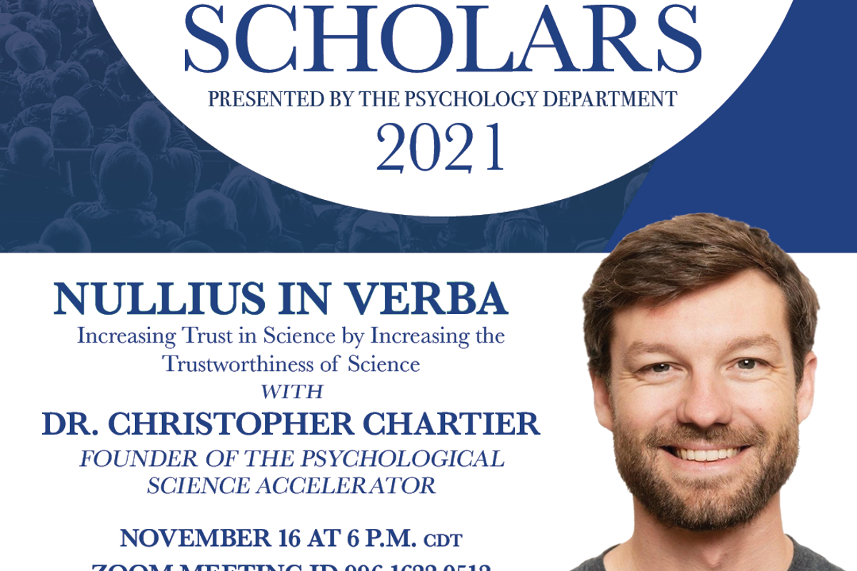 Chartier to present on scientific trust, large-scale psychology studies for Community of Scholars