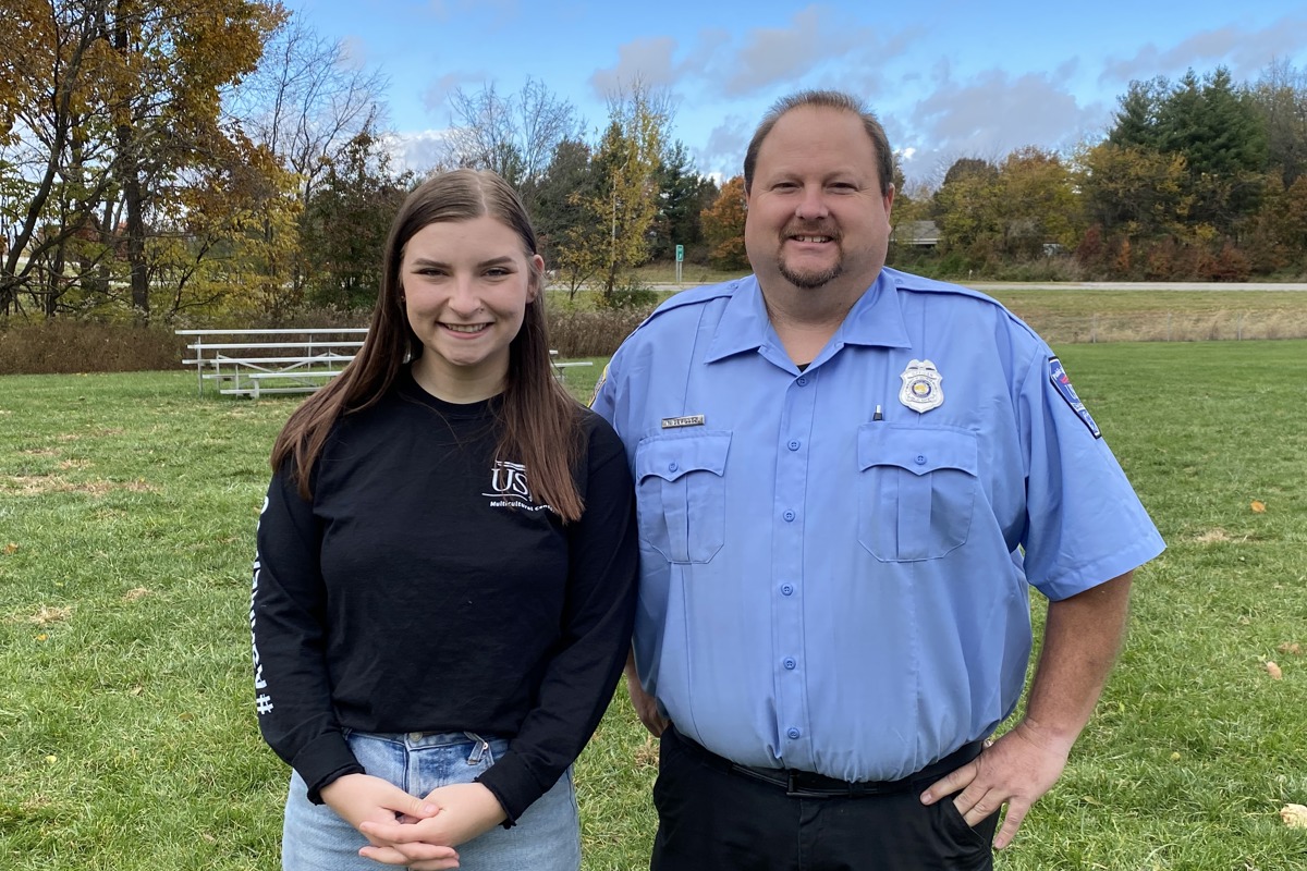 USI Senior Ellie Conley and Public Safety Officer Nathan Devillez
