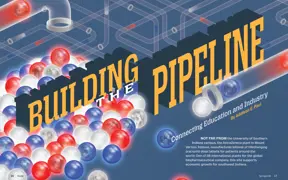 Magazine spread depicting a student to employee pipeline