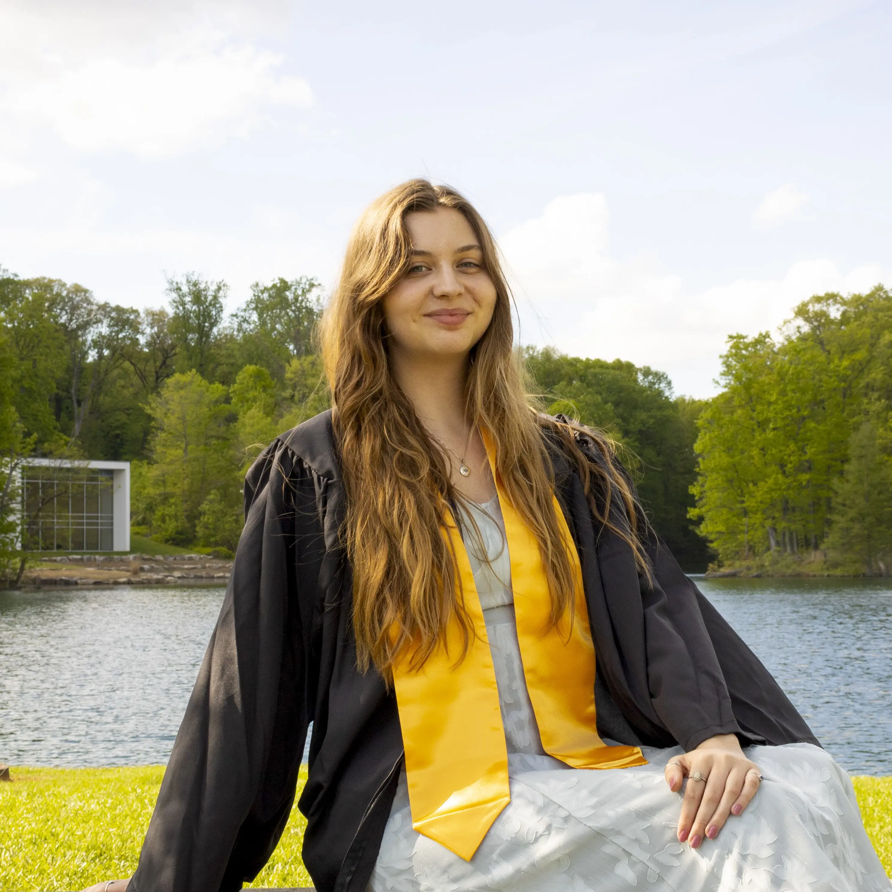 Rebekah Hamilton in her USI graduation regalia