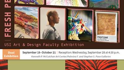 Exhibition poster featuring art from the exhibition artists