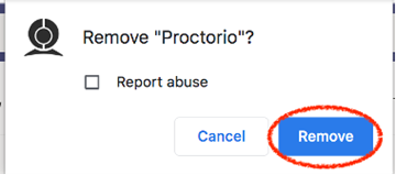 Screenshot of Clicking Remove Proctorio