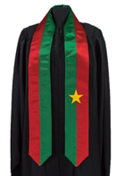 stoles of varied colors representing a student's country - cannot be half US flag unless student is a dual citizen and cannot be personalized or homemade/do it yourself