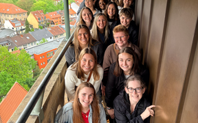 Students atop a tall tower in Germany