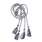 single platinum and dark blue cord with knots and tassels on each end