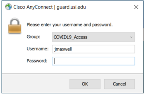 Login to VPN with USI Username Screenshot