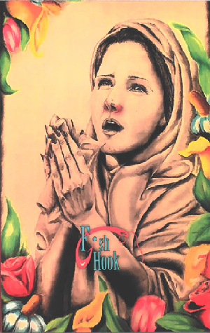 Illustration of a women in a headscarf praying with her hands clasped