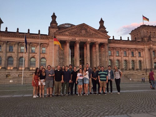 Group of people in front of a government building