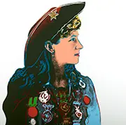 Cowboys and Indians (Annie Oakley), 1986 Screen print on Lenox Museum Board 36" x 36" Extra, out of the edition. Designed for research and educational purposes only Gift of © The Andy Warhol Foundation for the Visual Arts, Inc. University of Southern Indiana Art Collection, 2013.024.002