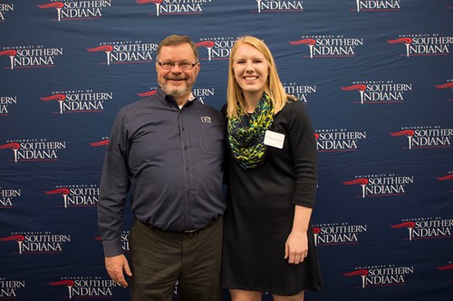 Farrell, with Mr. Tim Bryan, instructor in accounting, at the 2018 Honors Day Convocation