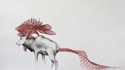 Bound, lithograph with screenprint, 2016, Emmy Lingscheit