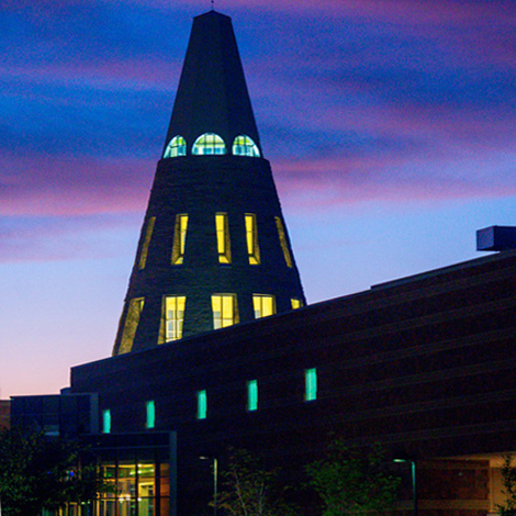USI's University Center Cone at night