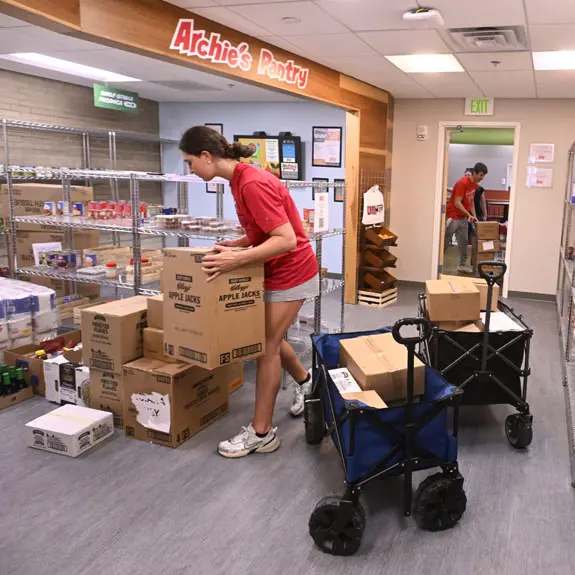 Food and nutrition students stock Archie's Pantry