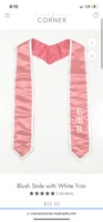 blush pink stole with white trim white Greek Gamma Phi Beta letters on one side