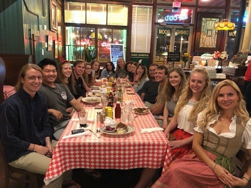 Study abroad reunion dinner at the Gerst Haus restaurant.