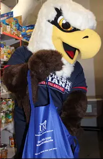 Archie Eagle getting food.