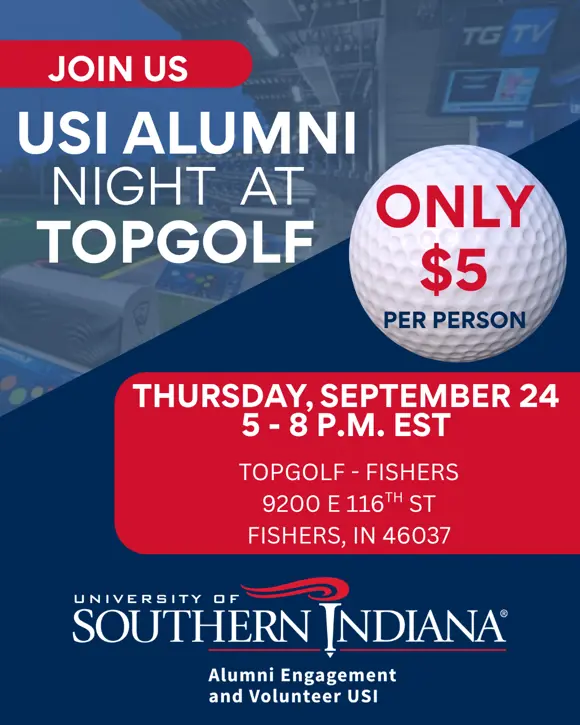 USI Alumni Golf Event at Top Golf Graphic