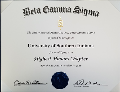 BGS Certificate-USI Highest Honors Chapter