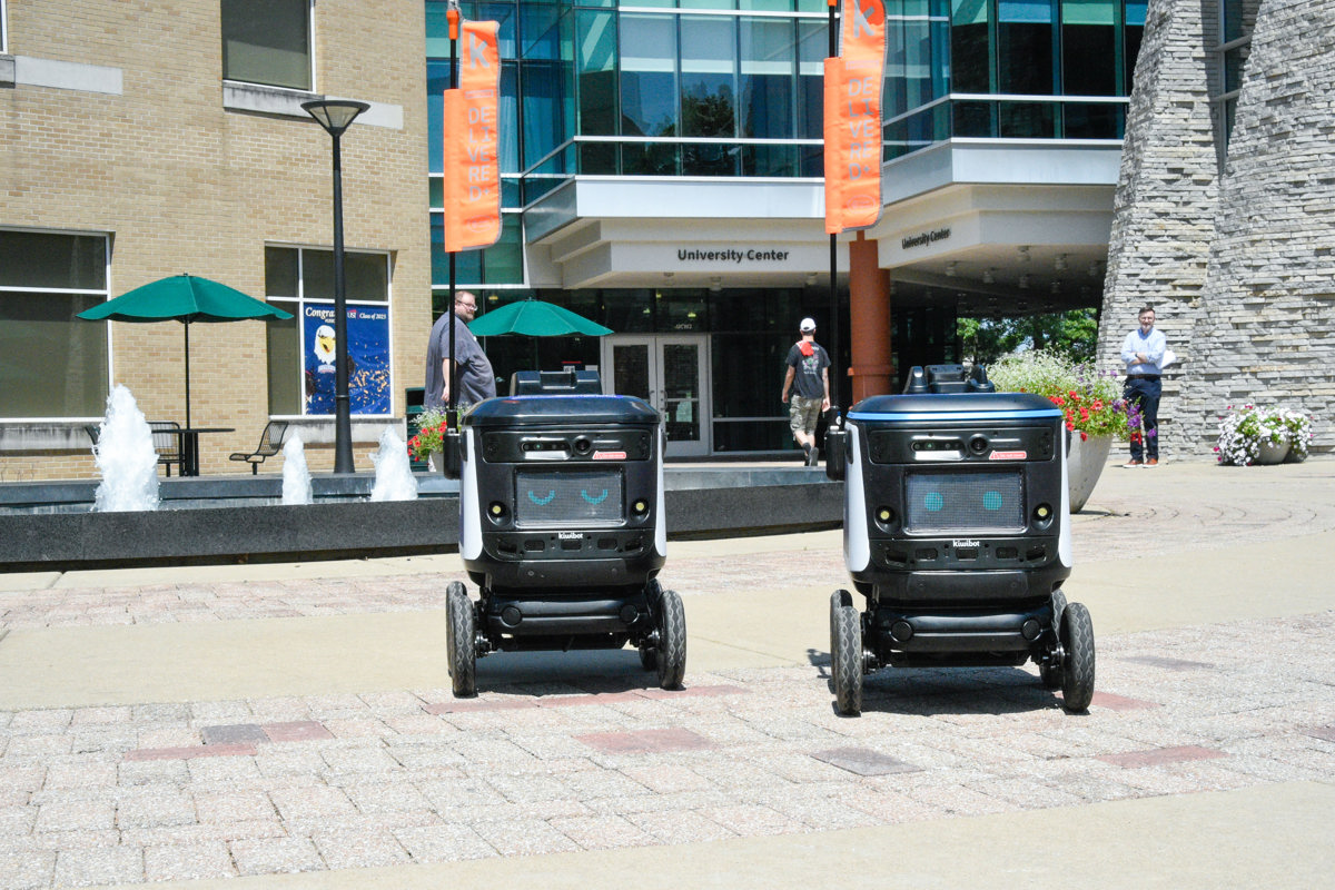 Kiwibot, campus dining delivery robots, arrive at USI for start of Fall Semester 