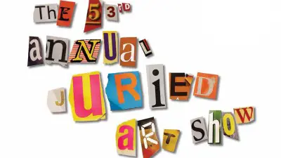 Exhibition title in mismatched cut-out letters
