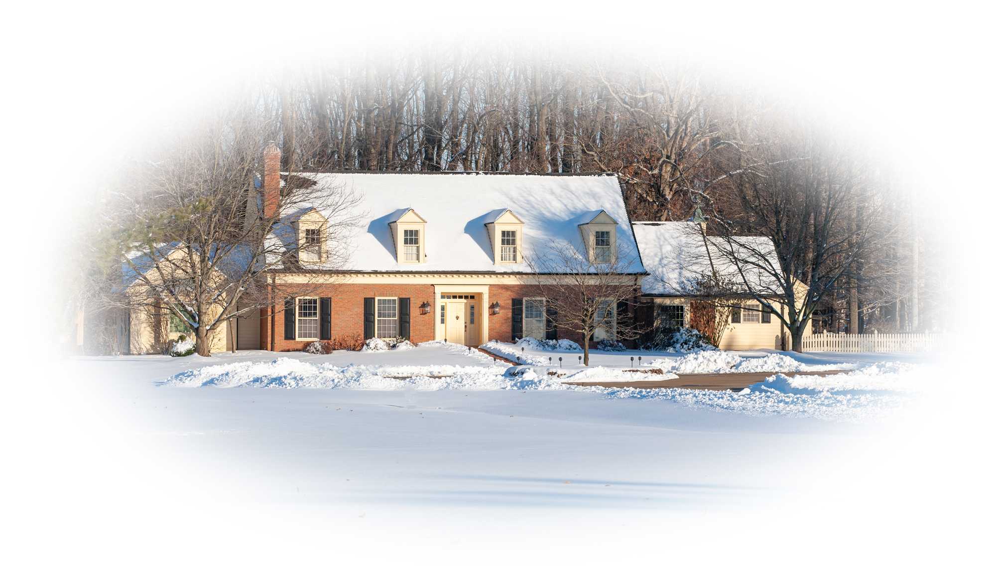 University Home with snow