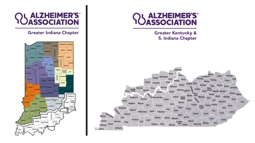 Alzheimer's Association Greater Kentucky and Southern Indiana Chapter Map