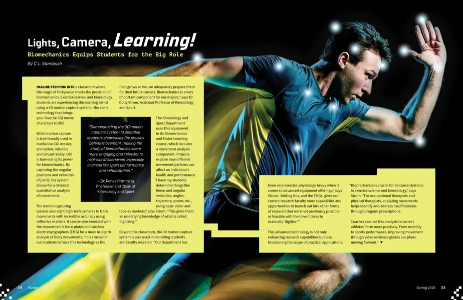 Magazine spread featuring runner with biomechanical markings