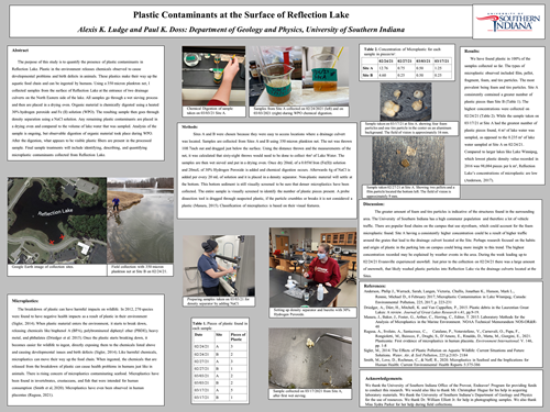 Plastic Contaminants at the Surface of Reflection Lake presentation poster